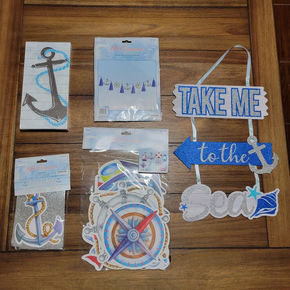 5 Pc Nautical / Sea Theme Party Decor - NEW / SEALED